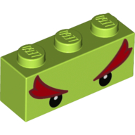 Brick 1 x 3 with Black Eyes and Bushy Red Eyebrows (Bowser Jr) Print (3622pr0056)