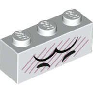 Brick 1 x 3 with Black Eyes, Eyebrows, Bright Pink Lines print (3622pr0064)