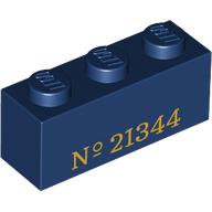 Brick 1 x 3 with Gold 'No (№) 21344' print (3622pr0075)
