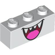 Brick 1 x 3 with Open Mouth Smile with Teeth and Dark Pink Tongue (Boo) Print (3622pr0079)