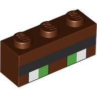 Brick 1 x 3 with Pixelated Bright Green/White Eyes, Black Eyebrow print (3622pr0082)