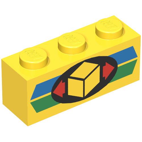 Brick 1 x 3 with Green and Blue Stripe with Cargo Logo Print (3622pr9991)