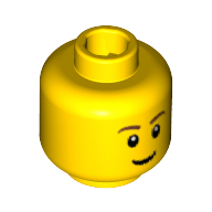 Minifig Head, Brown Eyebrows, Thin Grin, Black Eyes with White Pupils Print (3626bpr0387)