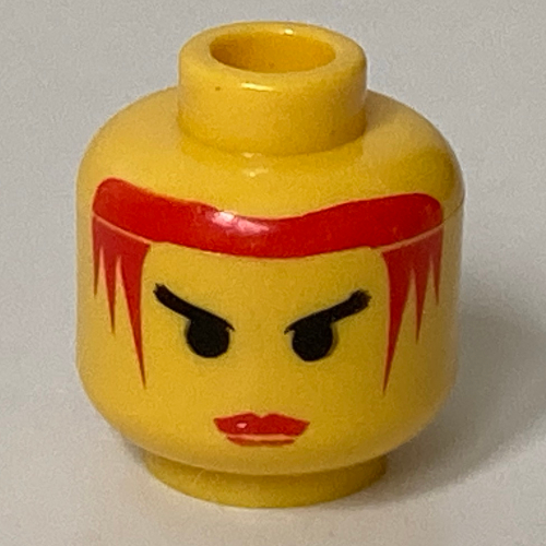 Minifig Head Princess Storm, Red Lips and Red Hair, Angry Black Eyebrows Print (3626bpr9972)