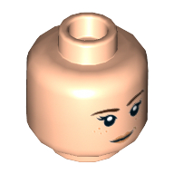Minifig Head, Reddish Brown Eyebrows, Dark Orange Freckles and Lips, Slight Smile / Bared Teeth Angry Print (3626cpr2265)