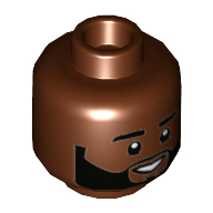 Minifig Head Karamo, Thick Eyebrows, Beard, Smile Showing Teeth Print (3626cpr3487)