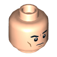 Minifig Head Tom Riddle / Bruce Wayne, Dark Orange Cheek Lines, Frown Raised Left Eyebrow / Angry with Open Mouth Print (3626cpr3502)