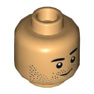 Minifig Head Stern Look, Stubbled Beard print (3626cpr3837)