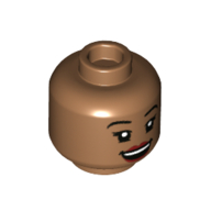 Minifig Head Kelly Kapoor, Eyelashes, Dark Red Lips, Open Mouth with Teeth / Quizzical Closed Mouth print (3626cpr3852)