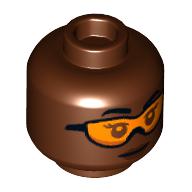 Minifig Head, Orange Glasses, Dark Brown Lips print (3626cpr3855)