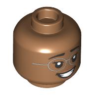 Minifig Head, Silver Glasses, Stern/Annoyed Look/Big Smile with Teeth print (3626cpr3856)