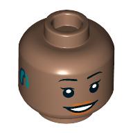 Minifig Head, Eyelashes, Dark Turquoise Hearing Aid, Smile, Teeth print (3626cpr3857)