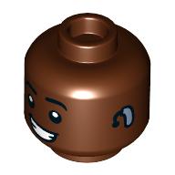 Minifig Head, Big Crooked Smile, Sand Blue Hearing Aid print (3626cpr3862)