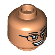 Minifig Head, Black Glasses, Open Mouth Teeth Smile/Smirk print (3626cpr3867)