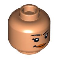 Minifig Head Sammy, Eyelashes, Dark Orange Lips, Open Mouth Smile / Closed Mouth Smirk Print (3626cpr3871)