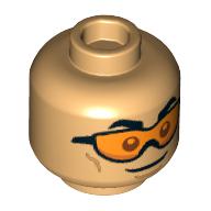 Minifig Head, Orange Visors, Confident/Determined print (3626cpr3878)