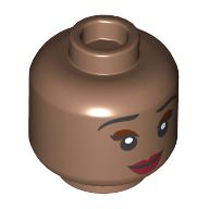 Minifig Head Tiana, Black Eyebrows, Nougat Eyeshadow, Dark Red Lips, Open Mouth/Close Mouth print (3626cpr3961)