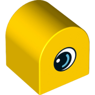 Duplo Brick 2 x 2 x 2 Curved Top with Eye with White and Medium Azure on Both Sides Print (3664pr0001)