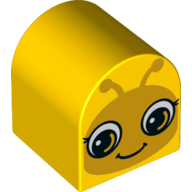 Duplo Brick 2 x 2 x 2 Curved Top with Side A Insect Eyes Open and Side B Eyes Closed (3664pr0013)