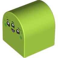 Duplo Brick 2 x 2 x 2 Curved Top with Alien Face with Three Eyes Print (3664pr9990)
