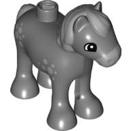 Duplo Animal Horse/Foal with Small Light Bluish Gray Spots, Mane & Tail Print (36969pr0002)