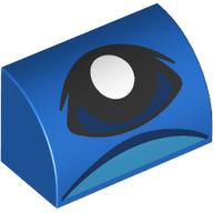 Brick Curved 1 x 2 x 1 No Studs with Dark Blue Eye, White Pupil print (37352pr0001)