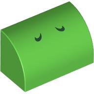 Brick Curved 1 x 2 x 1 No Studs with Dark Green Lines (Yoshi Nostrils) Print (37352pr0003)