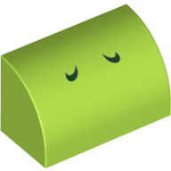 Brick Curved 1 x 2 x 1 No Studs with Dark Green Lines (Yoshi Nostrils) Print (37352pr0003)