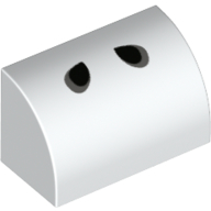 Brick Curved 1 x 2 x 1 No Studs with Two Black Tear Drops (Dry Bones Nostrils) Print (37352pr0006)