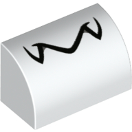 Brick Curved 1 x 2 x 1 No Studs with Jagged Black Line (Dry Bones Mouth) Print (37352pr0007)