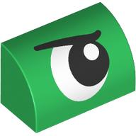 Brick Curved 1 x 2 x 1 No Studs with Eye, Looking Right, Angry print (37352pr0011)