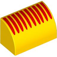 Brick Curved 1 x 2 x 1 No Studs with Red Lines print (37352pr0024)