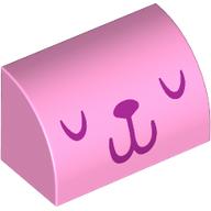 Brick Curved 1 x 2 x 1 No Studs with Dark Purple Animal Face print (37352pr0026)