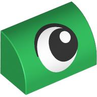 Brick Curved 1 x 2 x 1 No Studs with Eye, Looking Right print (37352pr0030)
