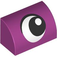 Brick Curved 1 x 2 x 1 No Studs with Eye, Looking Right print (37352pr0030)