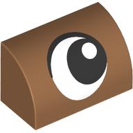 Brick Curved 1 x 2 x 1 No Studs with Eye, Looking Right print (37352pr0030)