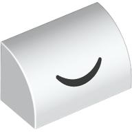 Brick Curved 1 x 2 x 1 No Studs with Black Smile print (37352pr0033)