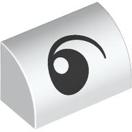 Brick Curved 1 x 2 x 1 No Studs with Eye, Looking Left print (37352pr0037)