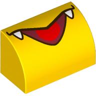 Brick Curved 1 x 2 x 1 No Studs with Open Mouth, Red Tongue, White Fangs print (37352pr0042)