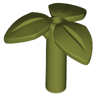 Plant, Stem with 3 Leaves and Bottom Pin (37695)
