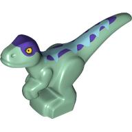Animal, Dinosaur, Raptor, Baby, Medium Azure Top, Dark Purple Spots Print (37829pr0162)
