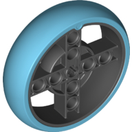 Wheel 57 x 14 with 4 Black Spokes with 2 Holes and Medium Azure Integral Tire (39367pat0001)