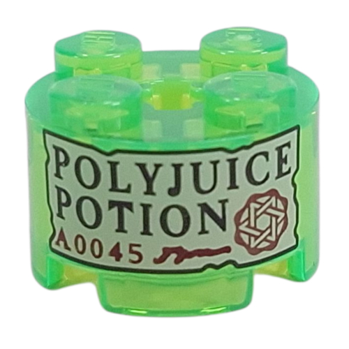Brick Round 2 x 2 with Tan Label, 'POLYJUICE POTION' print (3941pr0012)