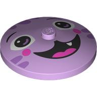 Dish 4 x 4 Inverted [Radar] with Cat Face, Open Mouth, Fang Lavender Streaks print (3960pr0034)