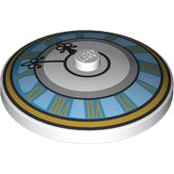 Dish 4 x 4 Inverted [Radar] with Clock, Medium Azure Face, Gold Borders, Number, Black Arms print (3960pr0058)