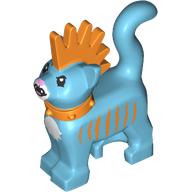 Animal, Cat, Standing with Bright Light Orange Spiky Mohawk and Collar, Bright Light Orange Stripes print (39742pr0004)