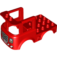Duplo Truck Body, with Fire Logo, Headlights, Grille, and Red and White Fender Print (39926pr0003)