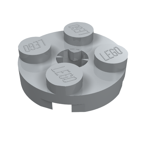 Plate Round 2 x 2 with Axle Hole Type 2 (X Opening) (4032b)