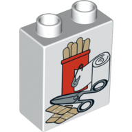 Duplo Brick 1 x 2 x 2 with Scissors, Bandages and Tongue Depressors Print (4066pr0003)
