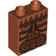 Duplo Brick 1 x 2 x 2 with Tribal Mask / Face Print (4066pr0087)